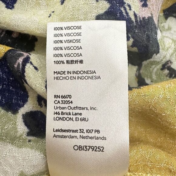 Free People Top Size S Brunch A Bunch Floral Tunic Blouse Yellow Oversized - Picture 10 of 14